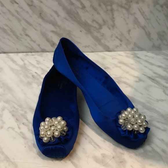 Kate Spade Fanna Satin Ballet Flats Blue Size 7 - Picture 2 of 7